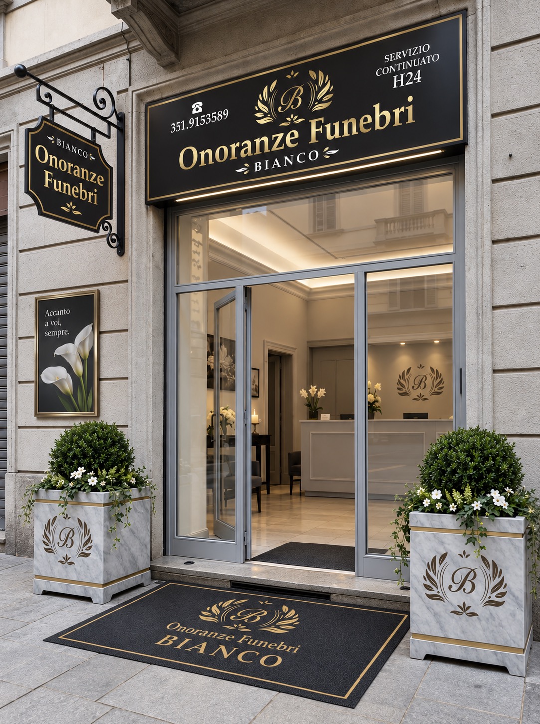 La sede di Onoranze Funebri Bianco a Torino